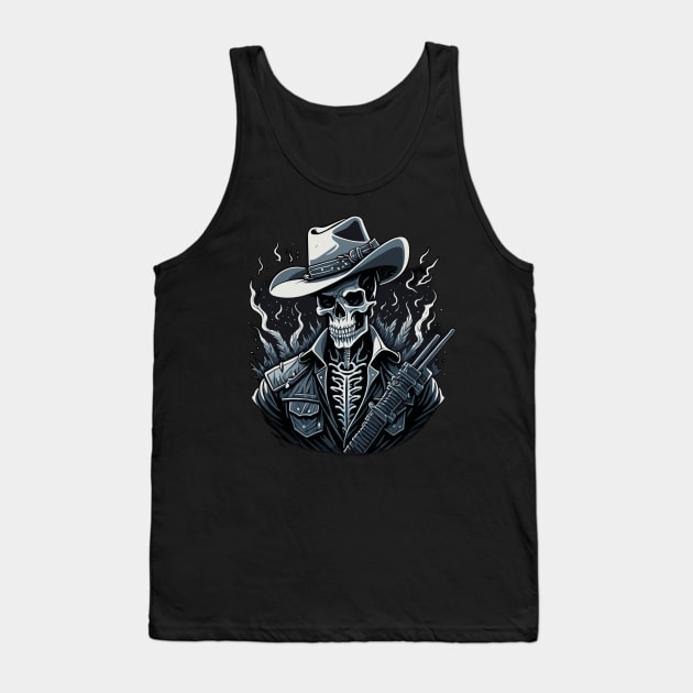 Cowboy Skull with Gun Tank Top by Absent-clo